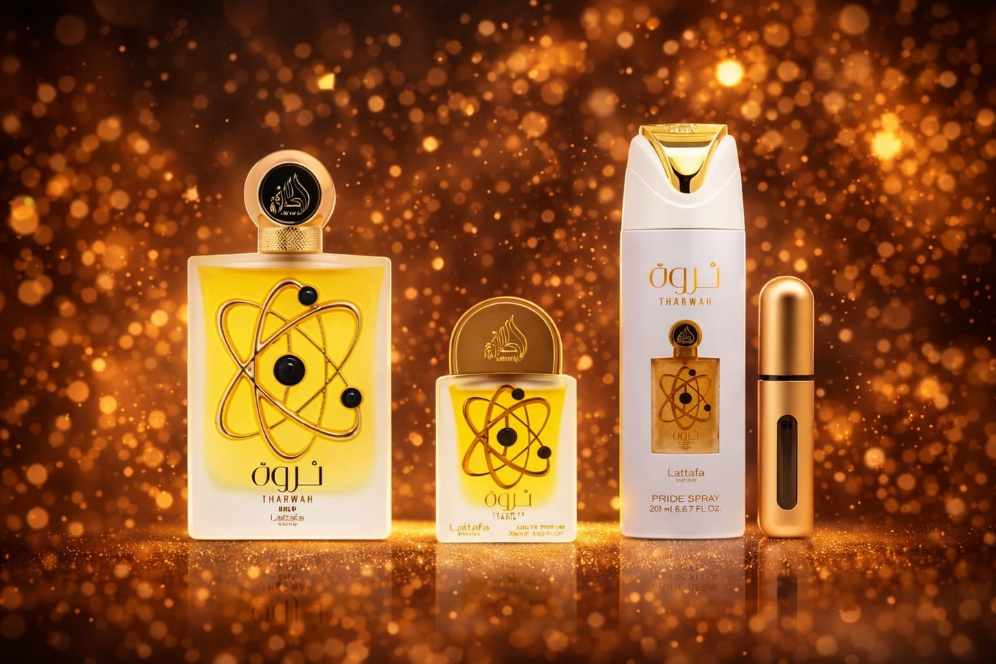 GIFT SET THARWAH GOLD WOMEN - 3 Piece Eau De Parfum Gift Set BY LATTAFA PRIDE